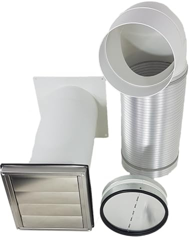 Mauerkasten Ø150mm mit Rohr Set, Edelstahl Wetterschutzgitter (mit Edelstahl Insektenschutzgitter)