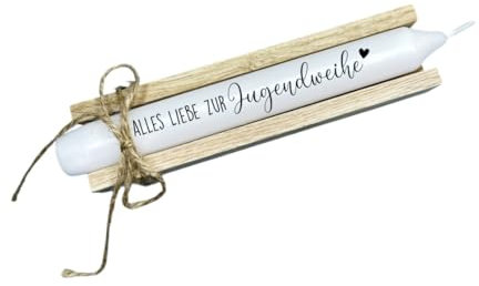 AWASG Kerze mit Spruch Jugendweihe - Stabkerze als Geschenk Mädchen Jungen - Alles Liebe zur Jugendweihe