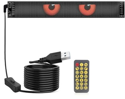 Tuesoa Écran LED de Voiture Flexible avec Panneau de Pixels Matriciels USB 5V RGB, Affichage de Motifs de Graffitis et de Texte Déroulant avec Animation sur L'Application, 16x96