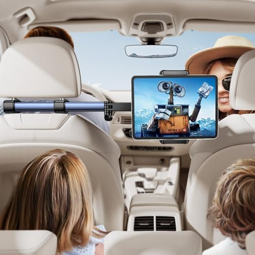 Support Tablette Voiture appuie-tête – Bras Long 46 cm, 3-en-1 pour iPad, Switch, Smartphones 4,7–16,1, idéal Enfant & Voyage