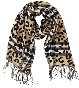 Betty Barclay Damen Winterschal mit Fransen ACC, Camel/Black