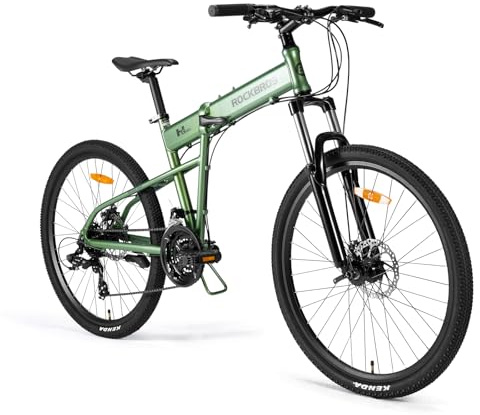 ROCKBROS Sgd 26 Zoll Aluminium Faltrad MTB, 24 Gang Tourney Schaltung Federgabel Mechanische Scheibenbremsen Mountainbike, Leicht & Faltbar Fahrrad für Pendler & Outdoor