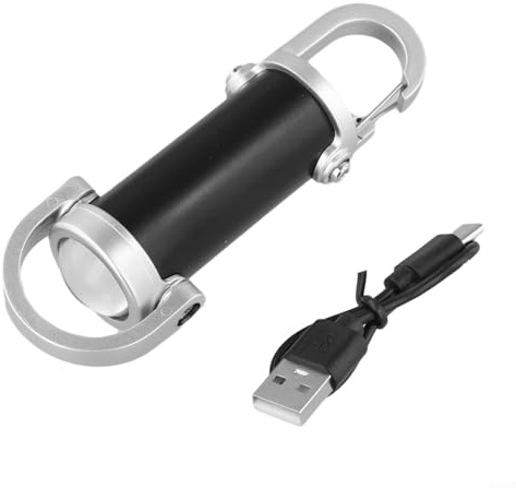 Mini torcia portachiavi con alloggiamento in ABS impermeabile, batteria ricaricabile USB, modalità alta, bassa e lampeggiante, compatta e leggera, per il trasporto quotidiano e le attività all'aperto