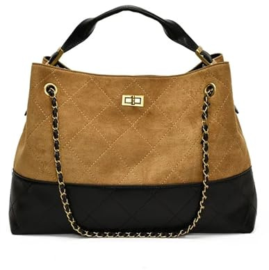 Generisch Kompatibel mit Vintage-Schultertasche gestepptem, rautenförmigem Kettenmuster, Damen-Vier-Jahreszeiten-Tragetasche, mittlere Größe