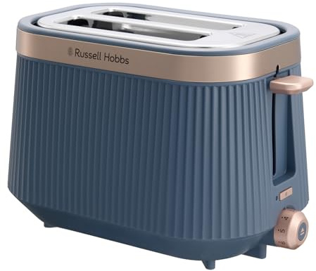 Russell Hobbs Toaster [2 Slice] Brontë™ Navy (Lift & Look, Variable Browning Control, High Lift, Frozen/Cancel/Reheat Functions, Removable Crumb Tray, Matte Finish & Champagne Accents) 26762