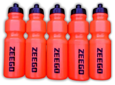 ZEEGO 750ml Cycling Water Bottle 5 Pack – BPA Free Sports Squeeze Bottle, Leakproof Bike Bottle for Cycling, Gym & Outdoor Sports (Fluro Orange, 5 Bottles)