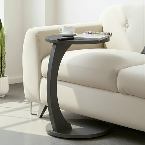 CARENZA HOME Beistelltisch C-Form mit Rollen Optik (Anthrazit, C-Form Rund)