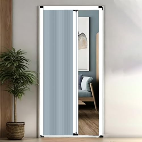 Porta a Soffietto Porta Pieghevole a Soffietto per Interni, Retrattile e Senza Forature, Zanzariere Scorrevoli con Telaio in Alluminio 91x203 102x203 122x203, Cancello(Blue,64x80in/162.5x203cm)