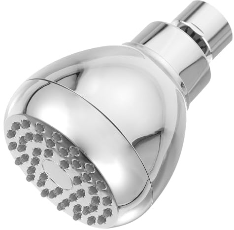 ABS Cabezal de Ducha Fijo de 3 Pulgadas Plata Refuerzo | Alcachofa Ducha Exterior Piscina, Conexión de Latón, Diseño Compacto Pivotante para Baño y Hotel