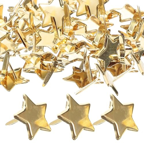 Golden Star Mini Scrapbook Brads 50pcs Metal Paper Fasteners