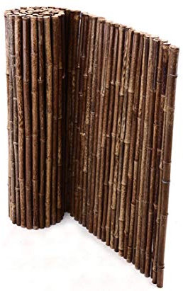 Bambusmatte schwarz-braun 100 x 250cm aus dünnen Nigra Bambusstäben mit ca. 24mm Durchmesser - Niedrige Bambus Sichtschutzmatte 1m x 2,5m