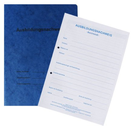 Berichtsheft / Ausbildungsnachweis als Block - für 1 Jahr: tägliche Eintragungen (Mo. - So.), pro Woche 1 Seite für zusätzliche Berichte / ... mit ... ... mit Doppelheftung zum Sammeln der Berichte