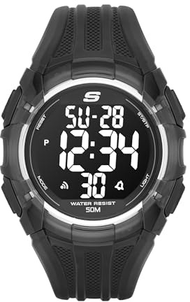 Skechers Men's El Porto Digital Chronograph Watch, Color: Black (Model: SR1008)