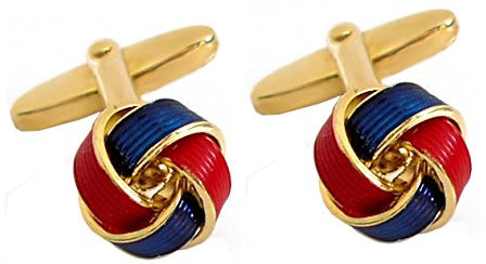 Knoten Manschettenknöpfe blau rot vergoldet 11 mm Durchmesser m.i. Germany + Geschenkbox