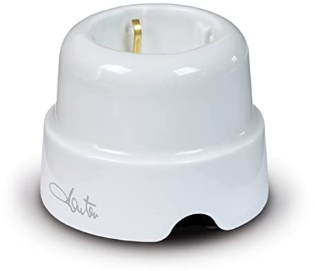 FANTON 84011 Presa elettrica schuko tedesca vintage in ceramica colore BIANCO 2P+T 16A da parete in porcellana installazione cavo tessile stile retrò