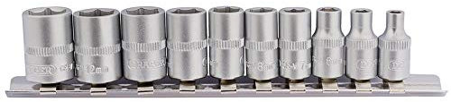 Draper 16398 1/4-Inch Square Drive Metric Sockets on Metal Rail, 10 Piece