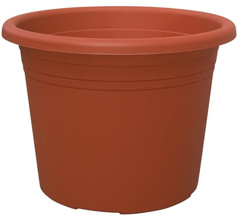 Geli Pot de fleurs rond CYLINDRO en plastique, couleur : terre cuite, diamètre : 45 cm