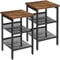VASAGLE Tables d’appoint, Lot de 2, Tables de Chevet, Style Industriel, avec étagères grillagées réglable, pour Salon, Chambre, Couloir, Bureau, Stable, Marron Rustique et Noir LET24X