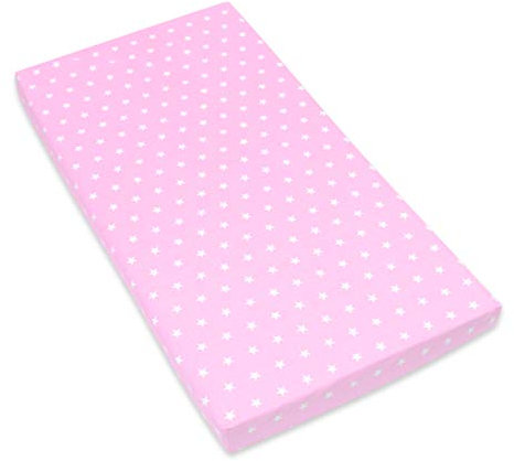 Amilian Spannbettlaken Spannbetttuch für Babybett Kinderbett 60x120 cm, 70x140 cm, 100% Baumwolle, fürs Baby, Baby Bettwäsche Größe: 140x70 cm, Muster: Sternchen Rosa