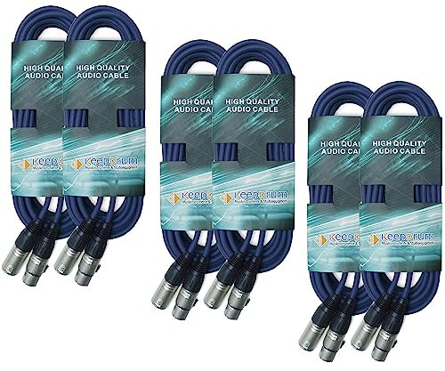 keepdrum DMX-Kabel Set Blau 3-pol XLR je 2x 3m/10m/15m