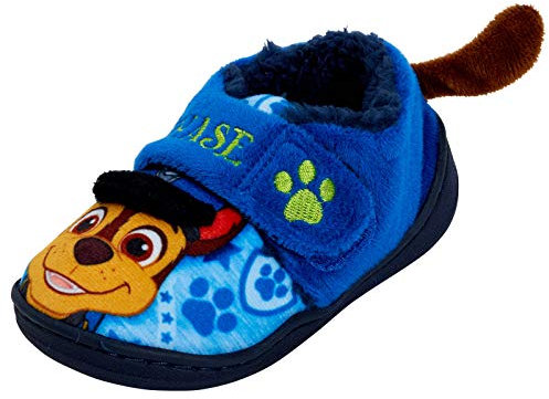PAW PATROL-Hausschuhe für Jungen, Chase, blaues Ripsband, Größe 10 UK 28 EU