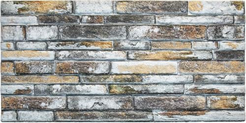 Izodekor Lot de 10 panneaux muraux 3D en polystyrène imitation pierre, Pour cuisine, salle de bains, balcon, chambre à coucher, salon, mur arrière de cuisine et terrasse, Brique
