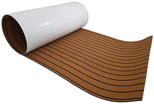 Generic Teak Yacht Bodenbelag, Teakholz Eva Schaum Boot Yacht Boden rutschfest Matte Marine rutschfest Boden Deck Teppich selbstklebend Braun und Schwarz 240x90cm