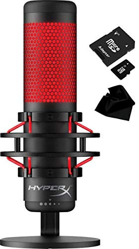 HyperX Newest QuadCast Microphone à condensateur à électret USB Multi-Motifs | Édition 2020 | pour PS4, PC et Mac | Filtre Anti-Pop | Support Antichoc Anti-Vibrations | | Rouge – Noir | avec