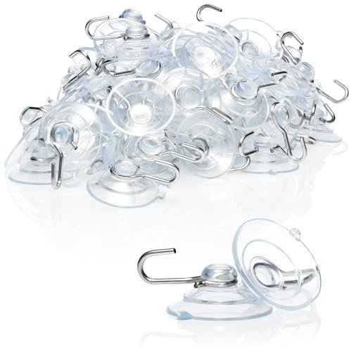 com-four® 80x Saugnapf - Universal Saugnapfhalter mit Metallhaken - Saugnäpfe zum Aufhängen von Lichterketten, Handtüchern, Dekorationen (Ø 3cm - 80 Stück)