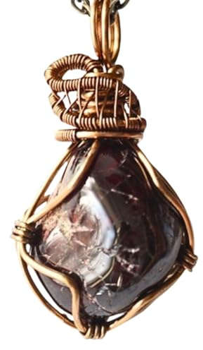 Designs by Nature Gems Natural Garnet Necklace for Women - January Birthstone Necklace for Women - Designer Pendant Necklace - 45-65 Carat Garnet, Antique Bronze Chain