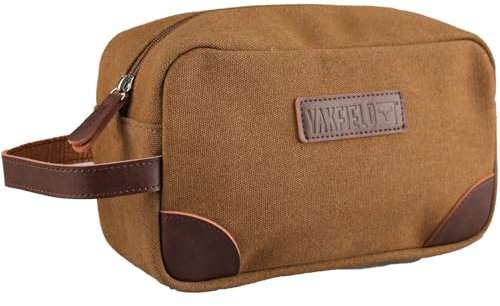 Yakfield Kulturbeutel Dias Canvas Kulturtasche Kosmetik Toiletten Wasch Tasche braun