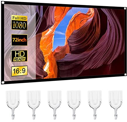 T opiky Pantalla de proyección portátil de 60 a 150 Pulgadas, Cortina de proyección HD Plegable 16: 9 de poliéster sin Arrugas con ángulo de visión Visual para películas de Interior y Exterior(70)