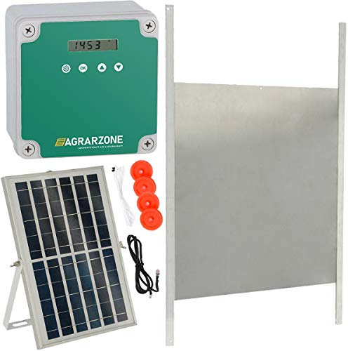 Agrarzone Automatische Hühnerklappe Solar 43 x 40 cm - Hühnertür Mit Timer, Manuell, Lichtsensor - Elektrisch für Hühnerstall