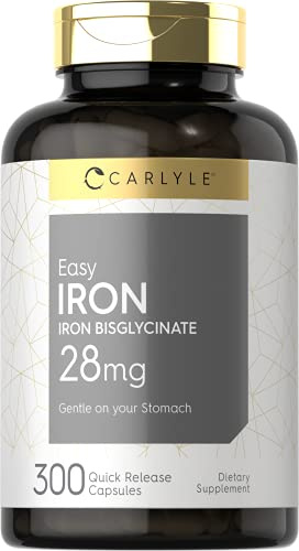 Carlyle Easy Iron Supplement 28 mg for Women and Men | 300 Capsules