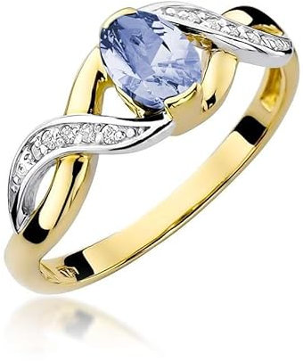Lumari Gold - Verlobungsring Damen Ring Gold 585 Echtgold 14k Gold mit natürlichem Diamanten Damen Solitär Versprechen Ring Tansanit Edelstein - Ringe Frauen - Gelbgold
