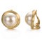 Vissen Beige Clip oreille Perle Femme non percées Plaqué or Grosse Rondes Boucles d'oreilles Pince Hémisphère
