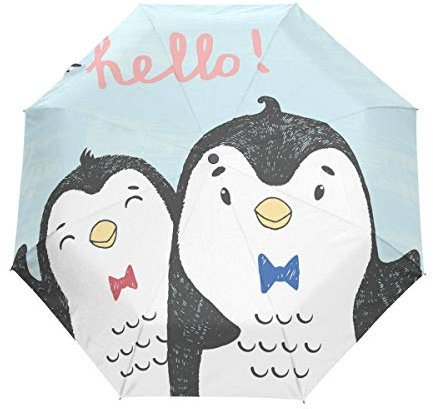 Pinguin Liebe Regenschirm Auf-Zu Automatik Taschenschirm Winddichter Umbrella Klein Leicht Schirm Kompakt Schirme für Jungen Mädchen Reise Strand Frauen
