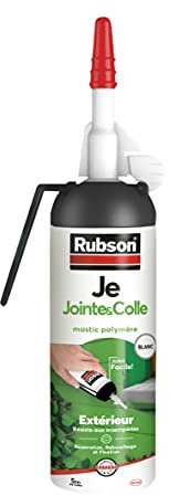 Rubson Je Jointe & Colle Mastic Blanc 100 ml, Mastic Étanche en Aérosol Prêt à l'Emploi, Mastic Polymère pour Collage, Réparation, et Rebouchage en Extérieur