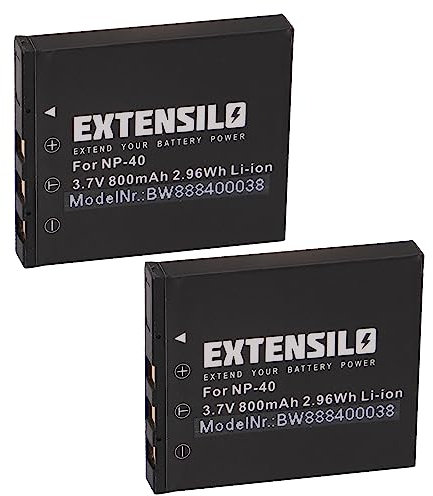 EXTENSILO 2X Akku kompatibel mit Pentax Optio S, S4, S4i, S5i, S5n, S5z, S6, S7, SV Kamera (800mAh, 3,7V, Li-Ion)