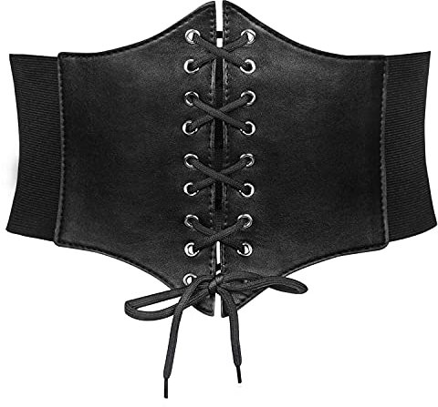 JasGood Damen Schnürkorsett Elastischen Breiten Band, Gebundener Waspie Taille Gürtel Hüftgurt für Damen für Halloween Partys