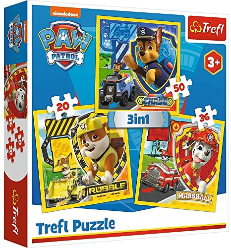 Brandsseller 3 in 1 Kinder Spiel Set 3 x Puzzle mit Motiven im Stil von Paw Patrol