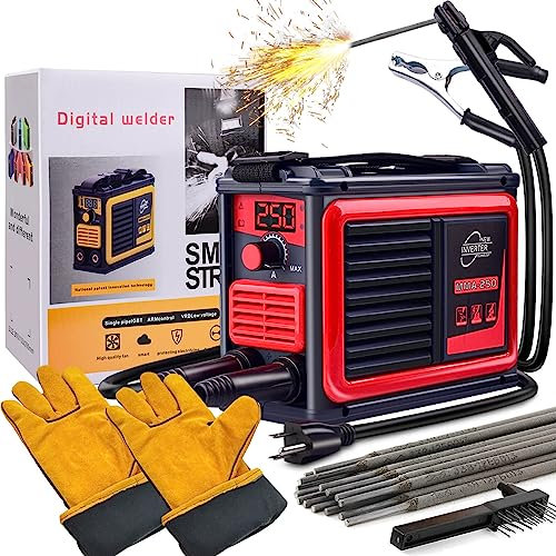Welding Machine, Upgraded MMA-250A 110V Welder Machine,Portable Stick Welder IGBT Digital Display LCD,Home DIY Arc Welder,Hot Start Arc Force Anti-Stick Mini Welder