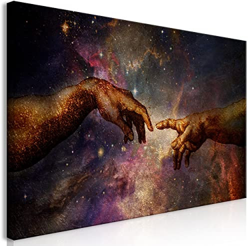 decomonkey Bilder Hände 120x60 cm 1 Teilig Leinwandbilder Bild auf Leinwand Vlies Wandbild Kunstdruck Wanddeko Wand Wohnzimmer Wanddekoration Deko Die Erschaffung Adams Abstrakt Menschen