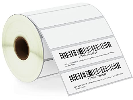 BETCKEY - 102mm x 25mm(4 in x 1 in) Perforierte Mehrzweck Thermoetiketten Kompatibel mit Zebra und weiteren Druckern [1 Rolle/1375 Etiketten]