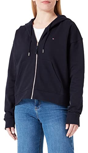 Tommy Hilfiger Damen 1985 Reg P/Terry Zip Up Hoodie Ww0ww39950 Durchgehender Reißverschluss-Hoody (1er Pack)