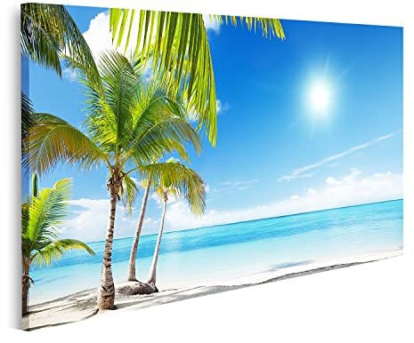 islandburner Tableau sur toile Mer des Caraïbes sous les cococotiers Peintures Impressions Art Poster Mural