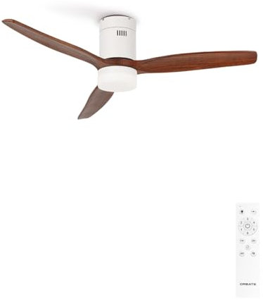CREATE / WINDCALM/Ventilador de techo ABS con luz blanco aspas efecto madera oscura y mando / 40W, Silencioso, Ø132 cm, 6 velocidades, 3 temperaturas de luz, temporizador, función verano-invierno