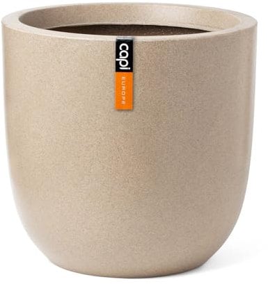 Capi Europe - Blumentopf Kugel Waste Smooth NL - 35x34 - Terrazzo beige - Öffnung Ø29 - Blumentopf für den Innen- und Außeneinsatz - Bruchsicher - 100% recycelbar - KTB932