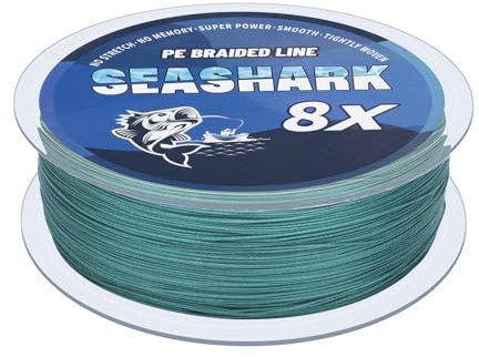 Seashark Lenza da pesca intrecciata di colore non sbiadisce mai 8 fili super forte PE pesca lenza (verde mosso, 2,7 kg 0,10 mm-100 m)