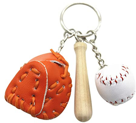 Schlüsselanhänger mit Mini Baseball, Handschuhen und Baseballschläger, Schlüsselring Koffer Rucksäcke Handtasche Anhänger Dekoration Auto Schlüsselbund Keychain Geschenk für Junge Baseball-Liebhaber